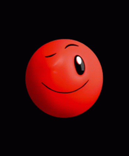 Red Smiley Ball On Black Background GIF