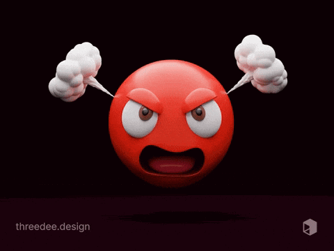 Red Smiley Face Smoke From Ears Threedee.design GIF