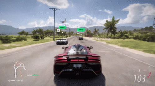 Red Sports Car with 103 on Screen