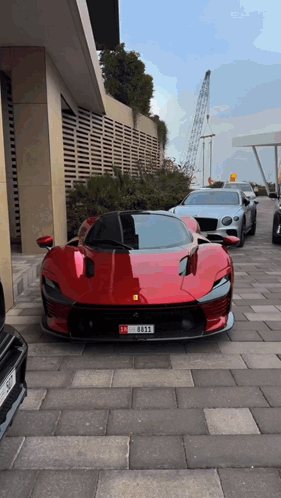 Red Sports Car with SD License Plate