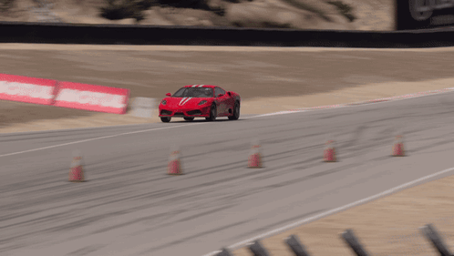 Red Sports Car with White Stripes
