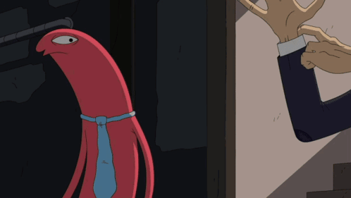 Red Squid In Blue Tie GIF