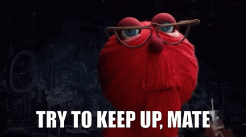 Red Stuffed Animal With Glasses Try To Keep Up