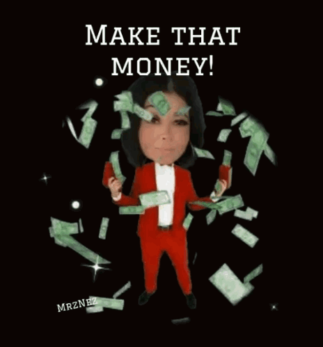 Red Suit Girl Make It Rain Money GIF