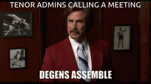 Red Suit Man: Tenor Admins Calling Meeting Degens Assemble GIF