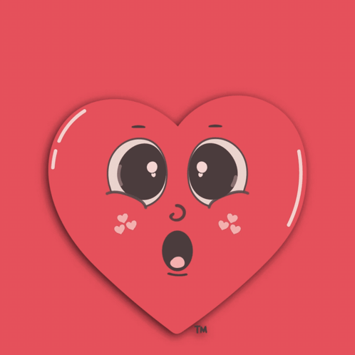 Red Surprised Heart Saying Wow