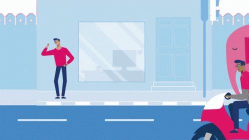 Red Sweater Man And Motorcycle Rider GIF