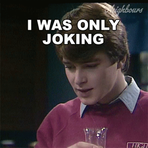 Red Sweater Man Says I Was Only Joking