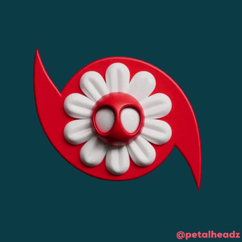 Red Swirl With White Flower Petalheadz GIF