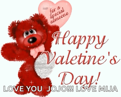 Red Teddy Bear Holding Heart Balloon Happy Valentine's Day