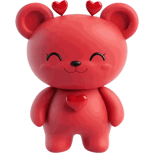 Red Teddy Bear with Hearts
