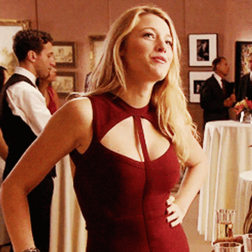 Red Tight Dress Blake Lively Hands On Waist GIF