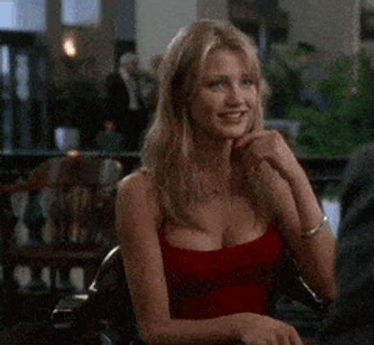 Red Tight Dress Happy Smiling Cameron Diaz GIF