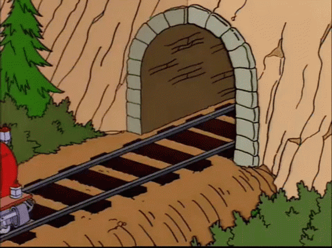 Tiny Train Tunnel With Pink Train GIF 