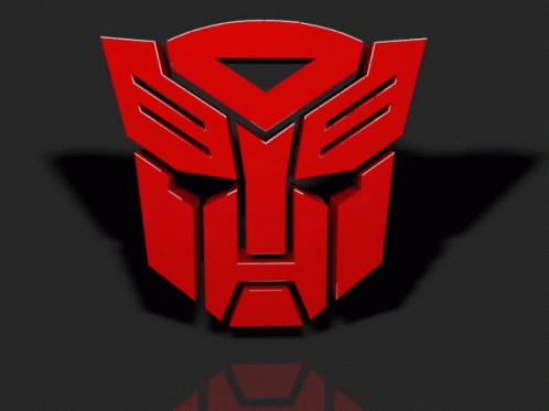 Red Transformer Logo On Dark Background GIF