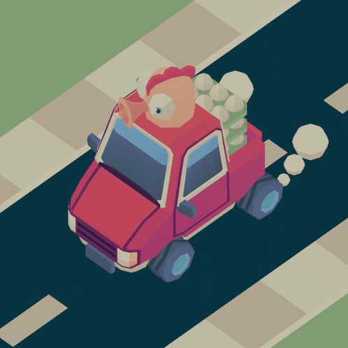 Red Truck With Eggs And Fish GIF