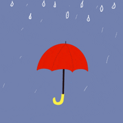 Red Umbrella In Rainy Day GIF