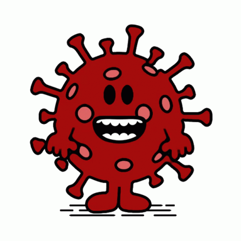 Red Virus Cartoon With Tongue