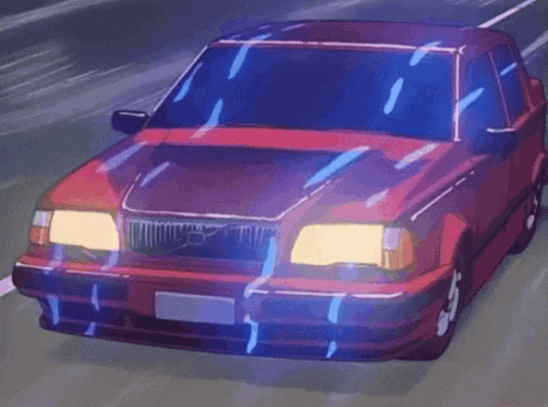 Red Volvo Car Driving GIF