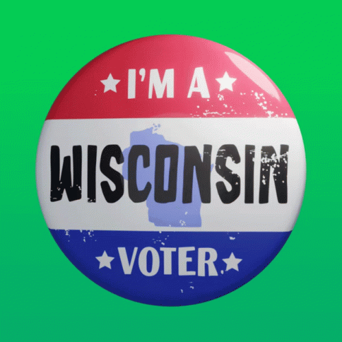 Red White and Blue Button Saying I'm A Wisconsin Voter