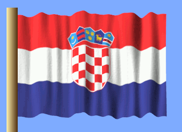Red White And Blue Flag With Checkered Crest GIF