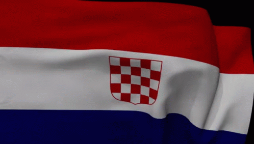 Red White and Blue Flag with Checkered Shield