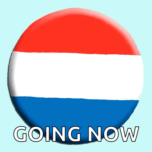 Red White Blue Circle Saying Going Now