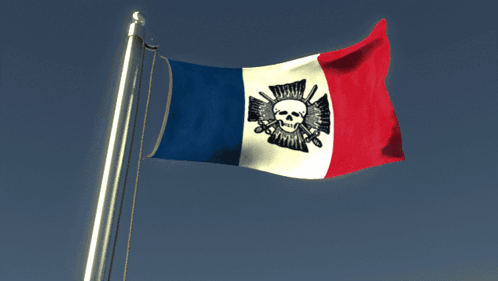 Red White Blue Flag with Skull
