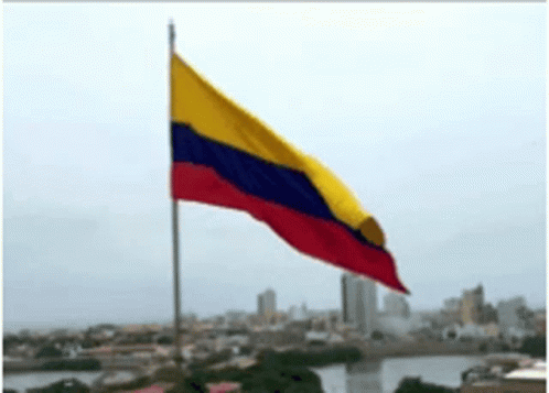 Red, Yellow, and Blue Flag Flying