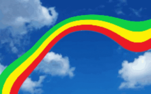 Red Yellow Green Rainbow Blue Sky Clouds GIF