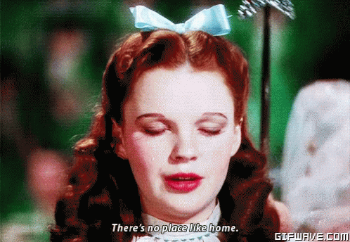 Redhead Blue Bow Says No Place Like Home