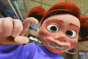 Redhead Cartoon With Braces Thumbs Up