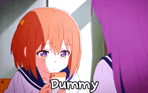 Redhead Girl Holding Cell Phone Saying Dummy GIF