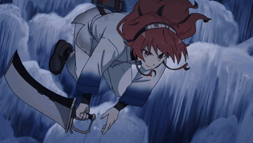 Redhead Girl Holding Sword