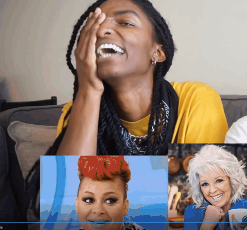 Redhead Laughing In Front Of White Haired Woman Picture