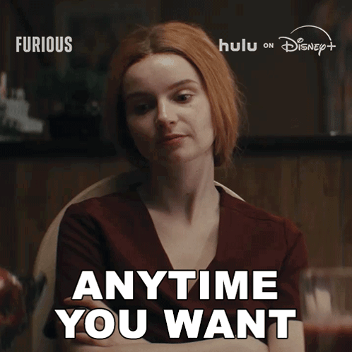 Redhead Saying Anytime You Want Sitting