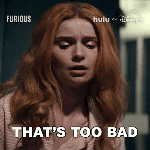Redhead Woman Saying That's Too Bad in Front of Disney Logo