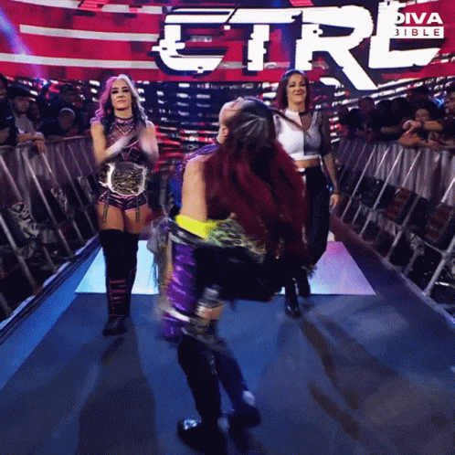 Redhead Woman Standing Before Diva Bible Logo