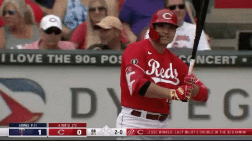 Reds Baseball Player Ready To Bat GIF
