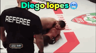 Referee Diego Lopes Watches A Wrestling Match Between Two Fighters GIF