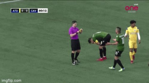 Referee Giving Yellow Card To Soccer Player GIF