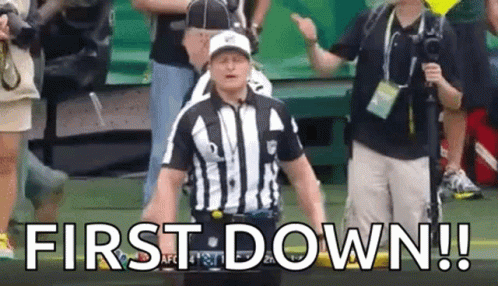 Referee in Front of Crowd Saying First Down