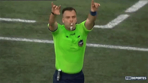 Referee in Green Jersey Pointing