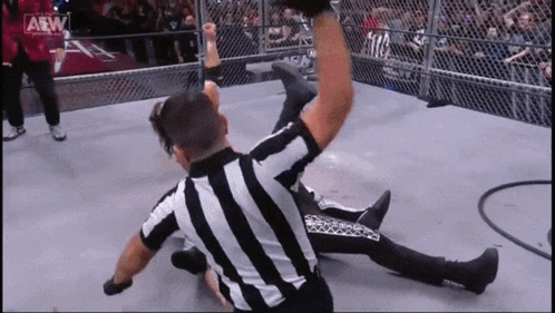 Referee Lying on Ground During Wrestling Match