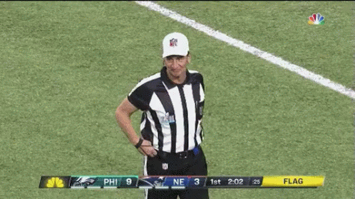 Referee with Flag Scoreboard on Football Field