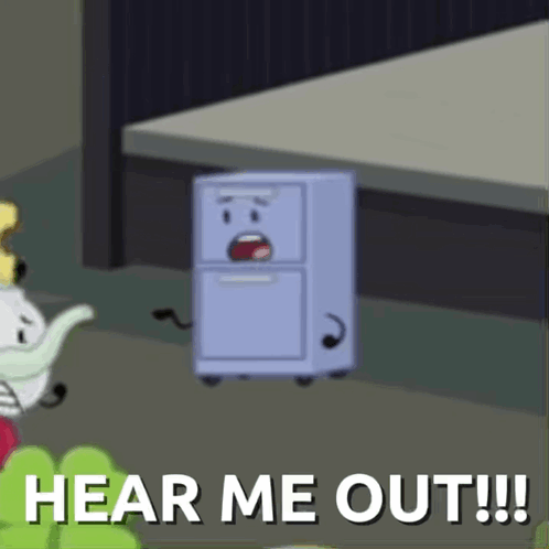 Refrigerator With Face Saying Hear Me Out GIF