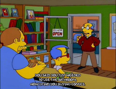 Regular Customer Of The Simpsons Book Store Opening His Arms GIF