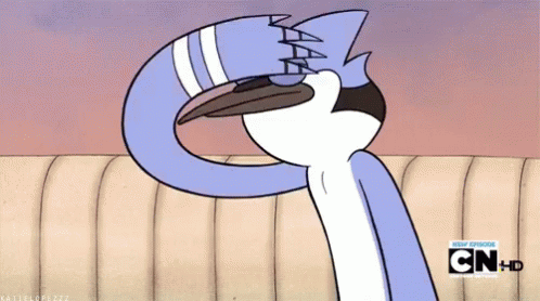 Grinning Mordecai Regular Show GIF