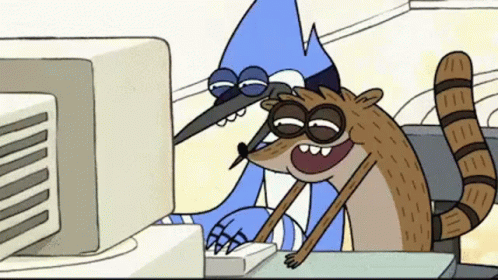 Mordecai And Rigby Laughing Regular Show GIF