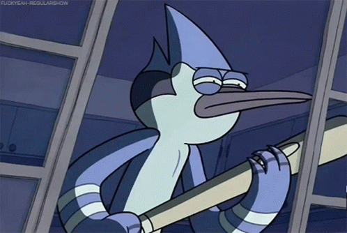 Mordecai Watching Intently Regular Show GIF